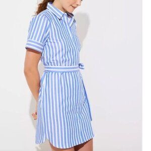 Loft Striped Shirt Dress Medium NEW Women Button Front Cotton Puff Sleeve